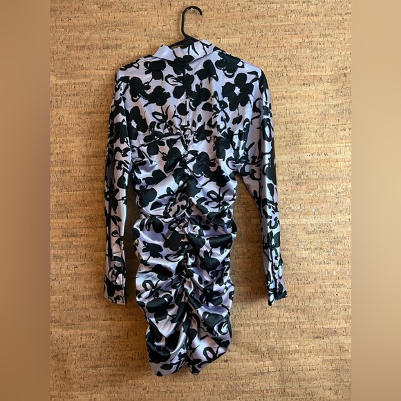 Zara Satin Lavender & Black The Dita Floral Dress - Picture 6 of 9
